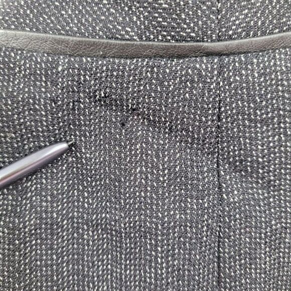 Pendleton Blazer Collarless Open 100% Virgin Wool Leather Trim Black Sz 18P - Picture 4 of 10